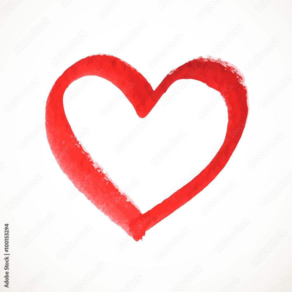 Watercolor heart on a white background card Watercolor heart on a white background card