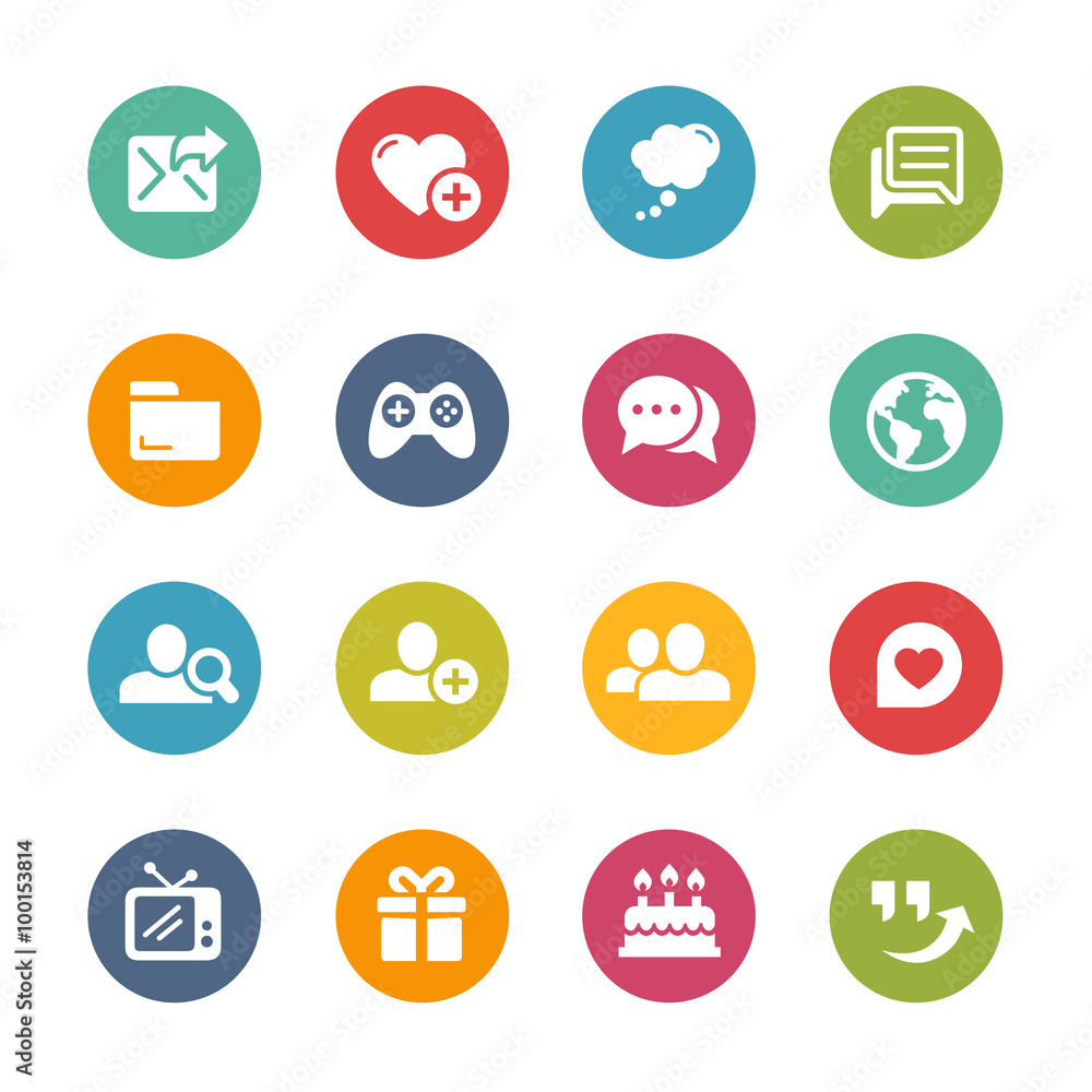Social Communications Icons -- Fresh Colors Series Social Communications Icons -- Fresh Colors Series