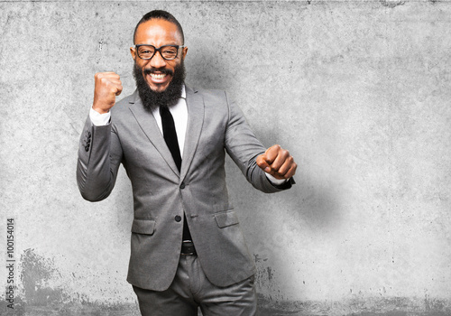 business black man winner gesture
