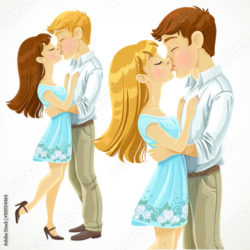 Romantic kiss loving couple