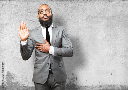 Canvas Print business black man swearing
