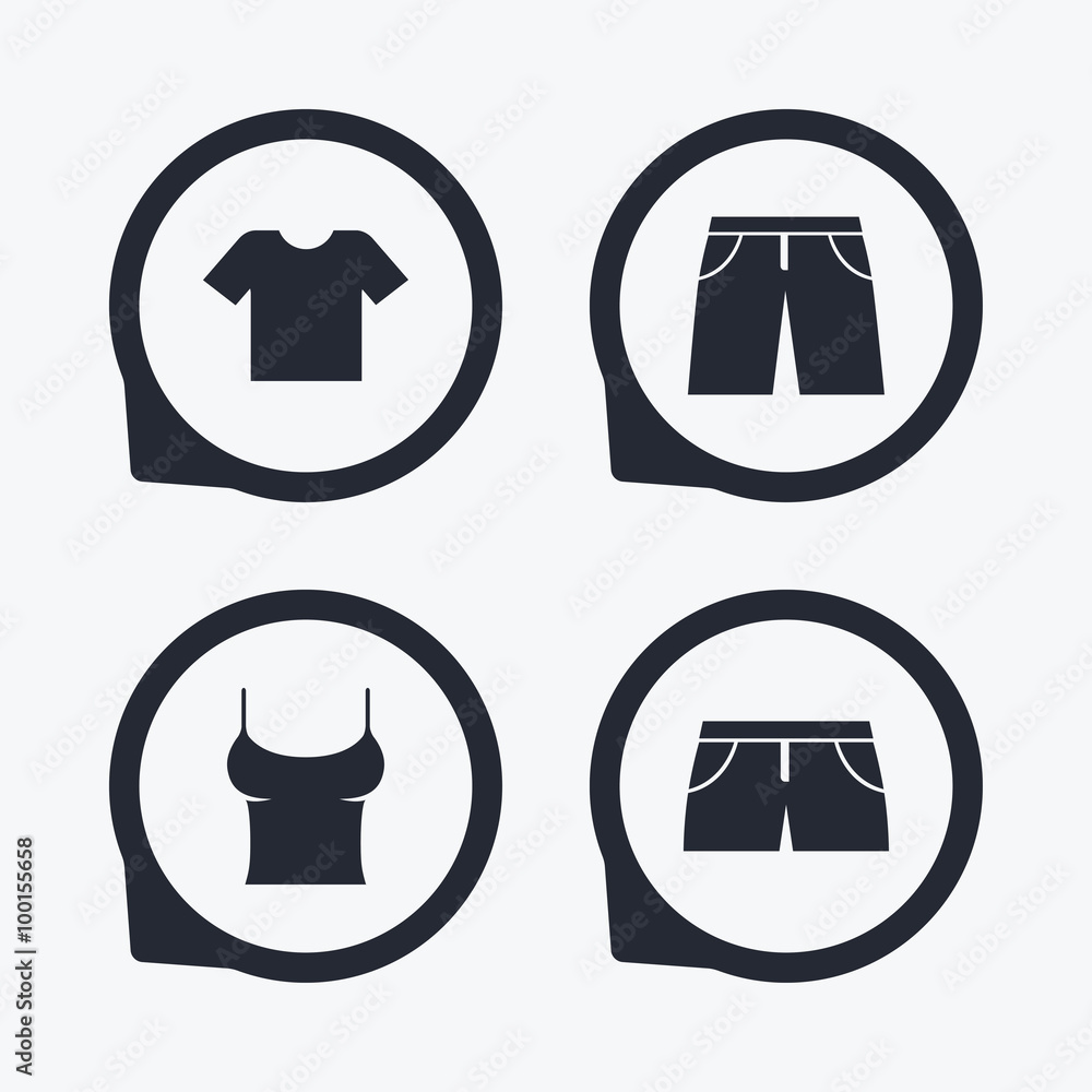 Clothes signs. T-shirt and pants with shorts. Clothes signs. T-shirt and pants with shorts.
