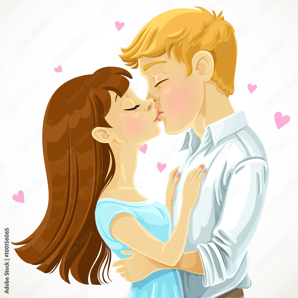 Kiss loving couple isolated on white background Kiss loving couple isolated on white background