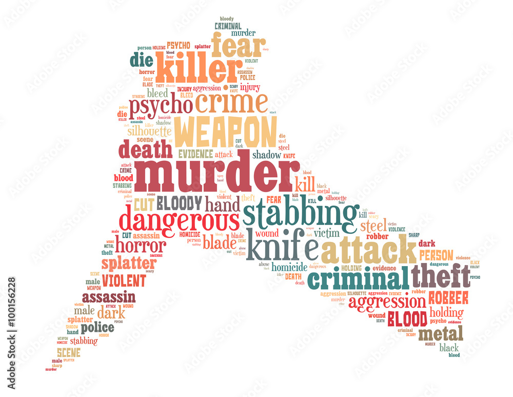 Knife murder, word cloud concept 2