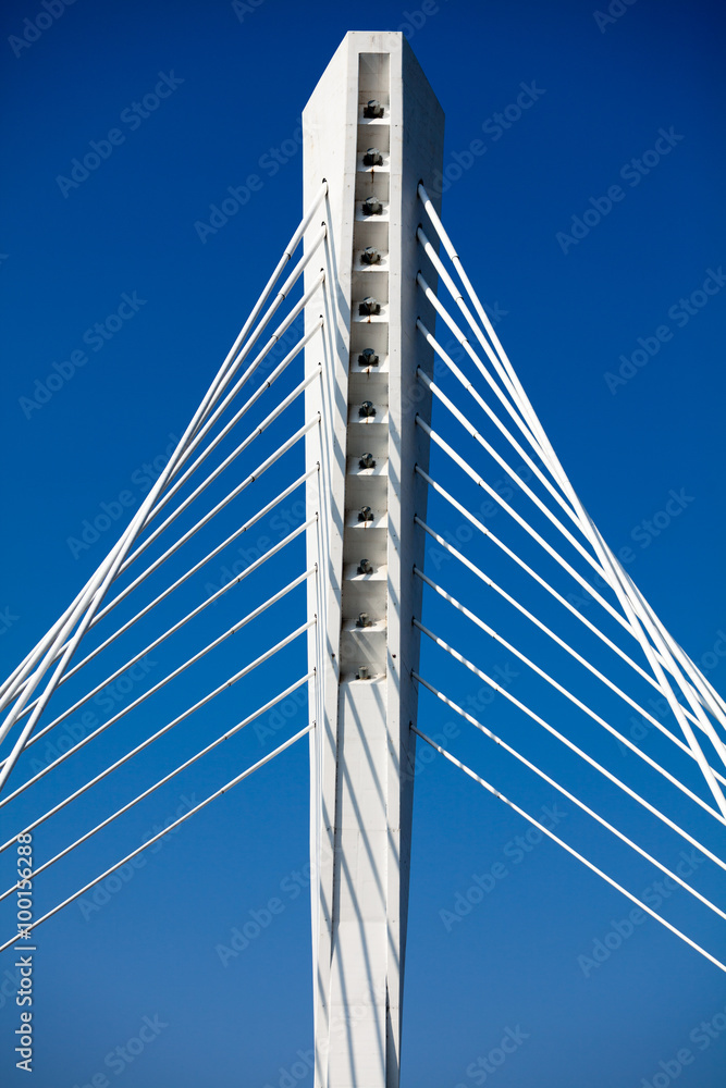 Wonderful white bridge structure over clear blue sky Wonderful white bridge structure over clear blue sky