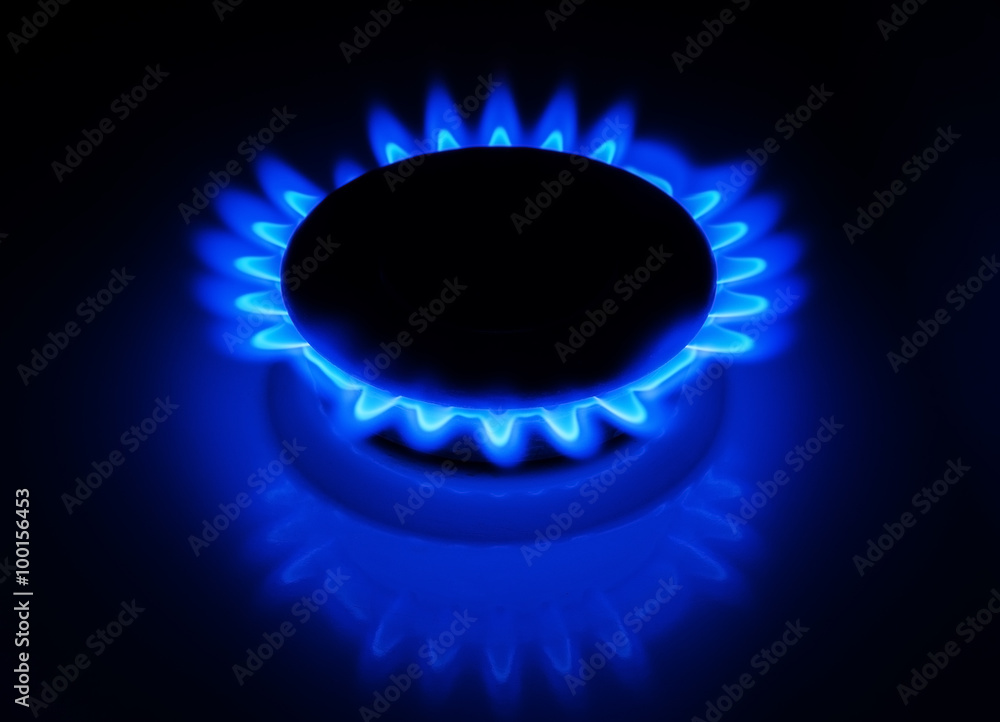 Blue gas stove in the dark Blue gas stove in the dark