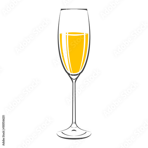 Glass of champagne  Icon. Isolated On white background. Vector I