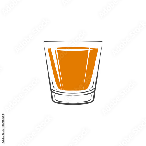 Shot Glass Of Whiskey Icon. Isolated On white background. Vector