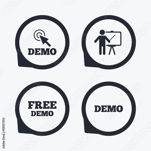 Demo with cursor icon. Presentation billboard