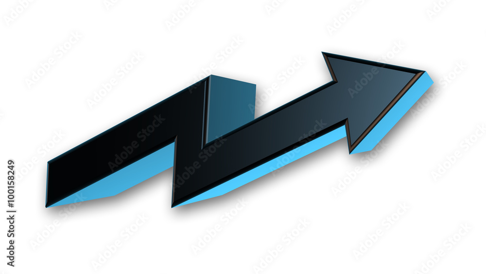 Zig Zag arrow, black three-dimensional electric symbol isolated on white background Zig Zag arrow, black three-dimensional electric symbol isolated on white background