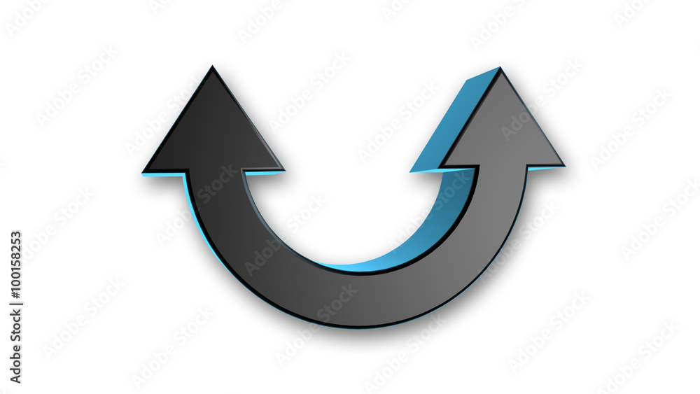 Two Sided Curved Arrow Black Metallic Three Dimensional Sign Isolated On White Background Stock Illustration Adobe Stock Two Sided Curved Arrow Black Metallic Three Dimensional Sign Isolated On White Background Stock Illustration Adobe Stock