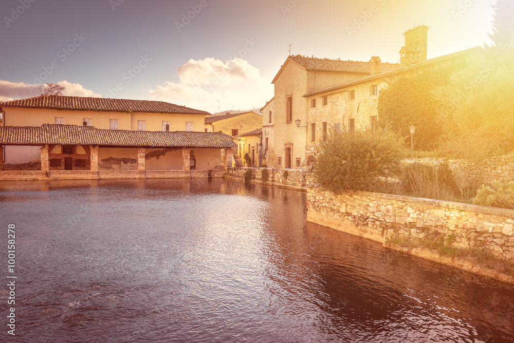 Great little medieval town of hot springs in Tuscany, Bagno Vign