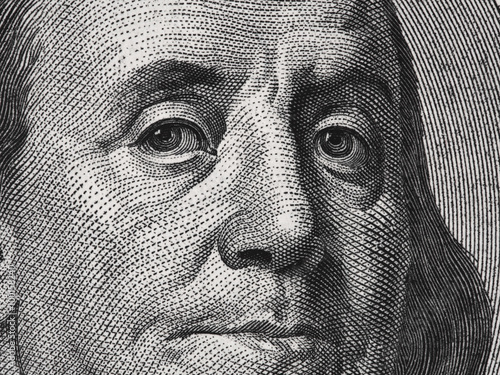 Wallpaper Mural Ben Franklin face on us one hundred dollar bill macro,  united states money clos