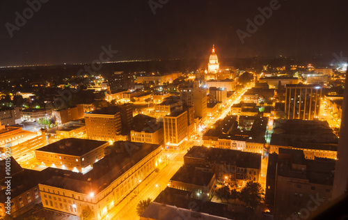 Vászonkép Night light looking to State Capital Building,Springfield Illinois