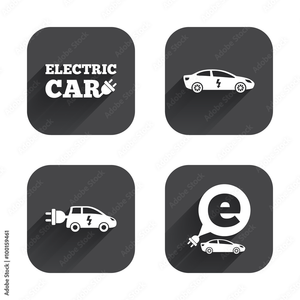 Electric car sign. Sedan and Hatchback transport Electric car sign. Sedan and Hatchback transport