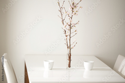 sakura on the table with cups