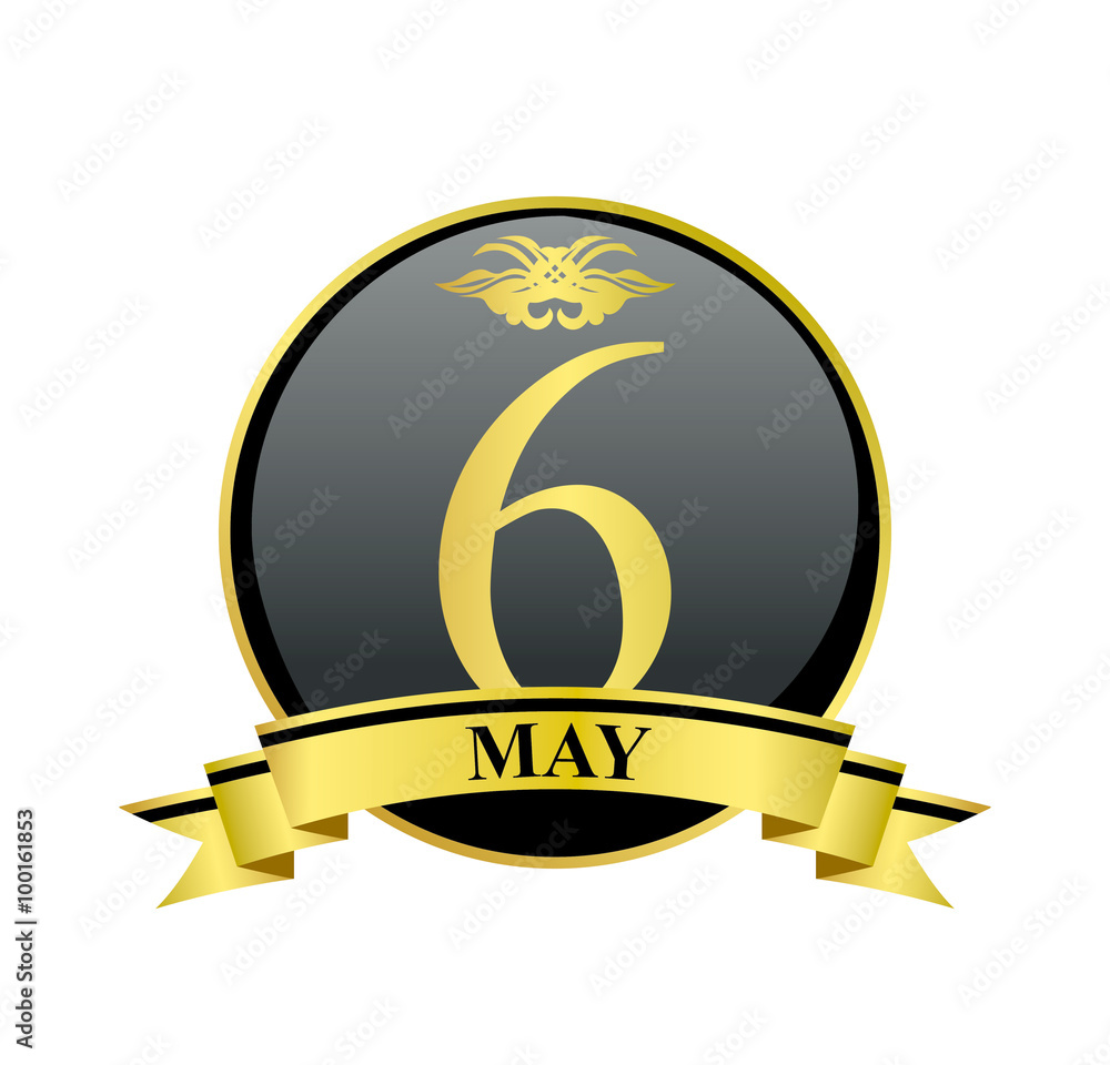 6 may golden calendar circle with ribbon 6 may golden calendar circle with ribbon