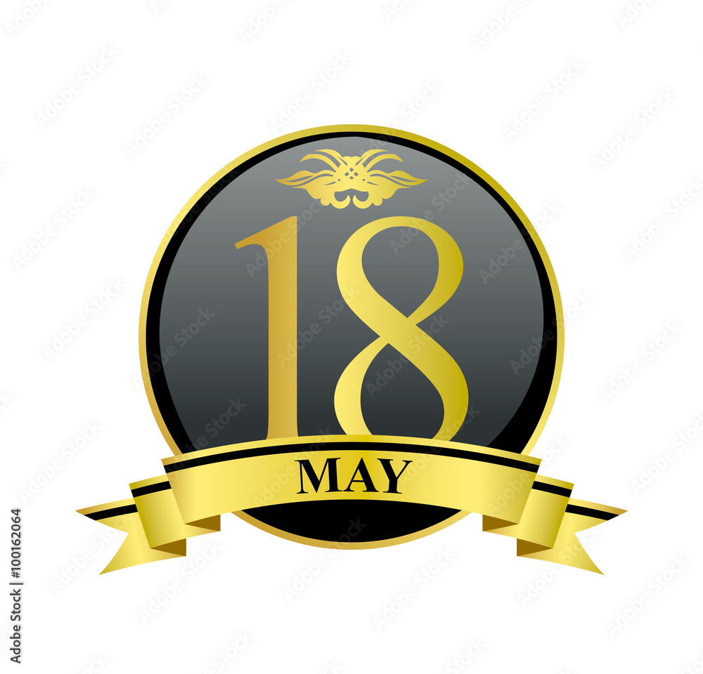 18 may golden calendar circle with ribbon 18 may golden calendar circle with ribbon