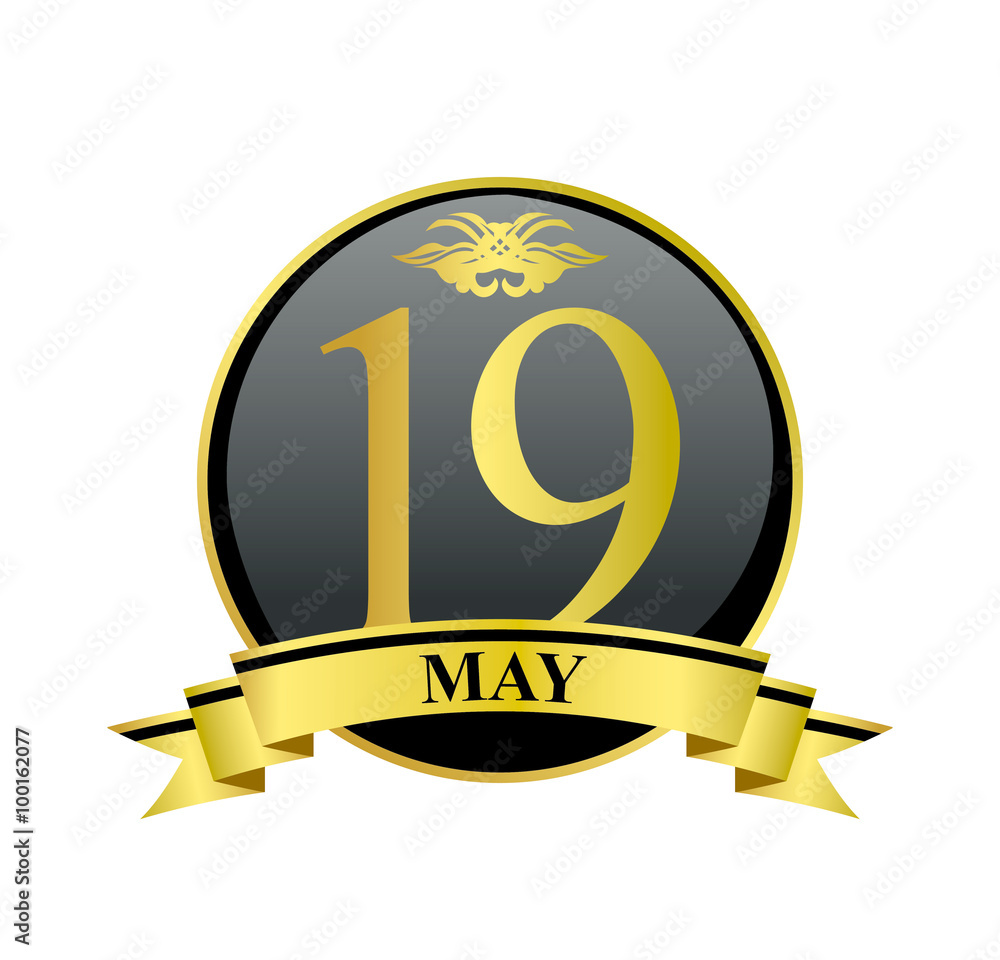 19 may golden calendar circle with ribbon 19 may golden calendar circle with ribbon