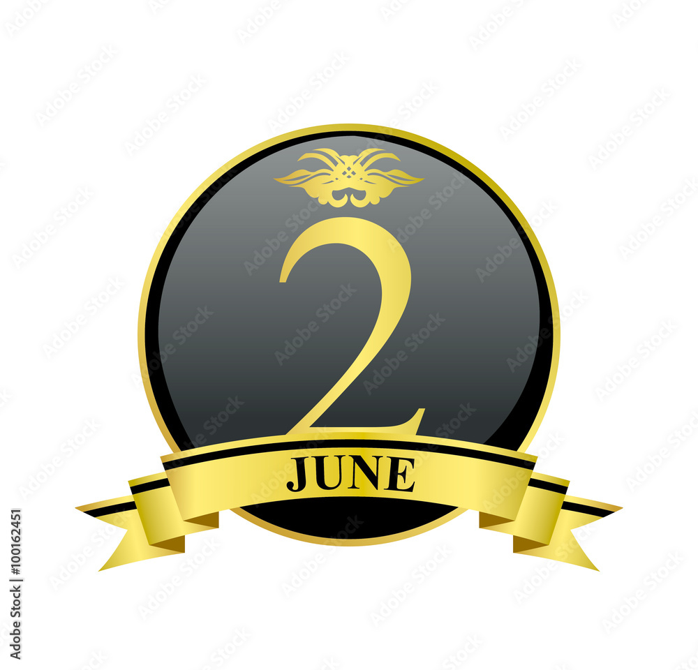 2 june golden calendar circle with ribbon 2 june golden calendar circle with ribbon