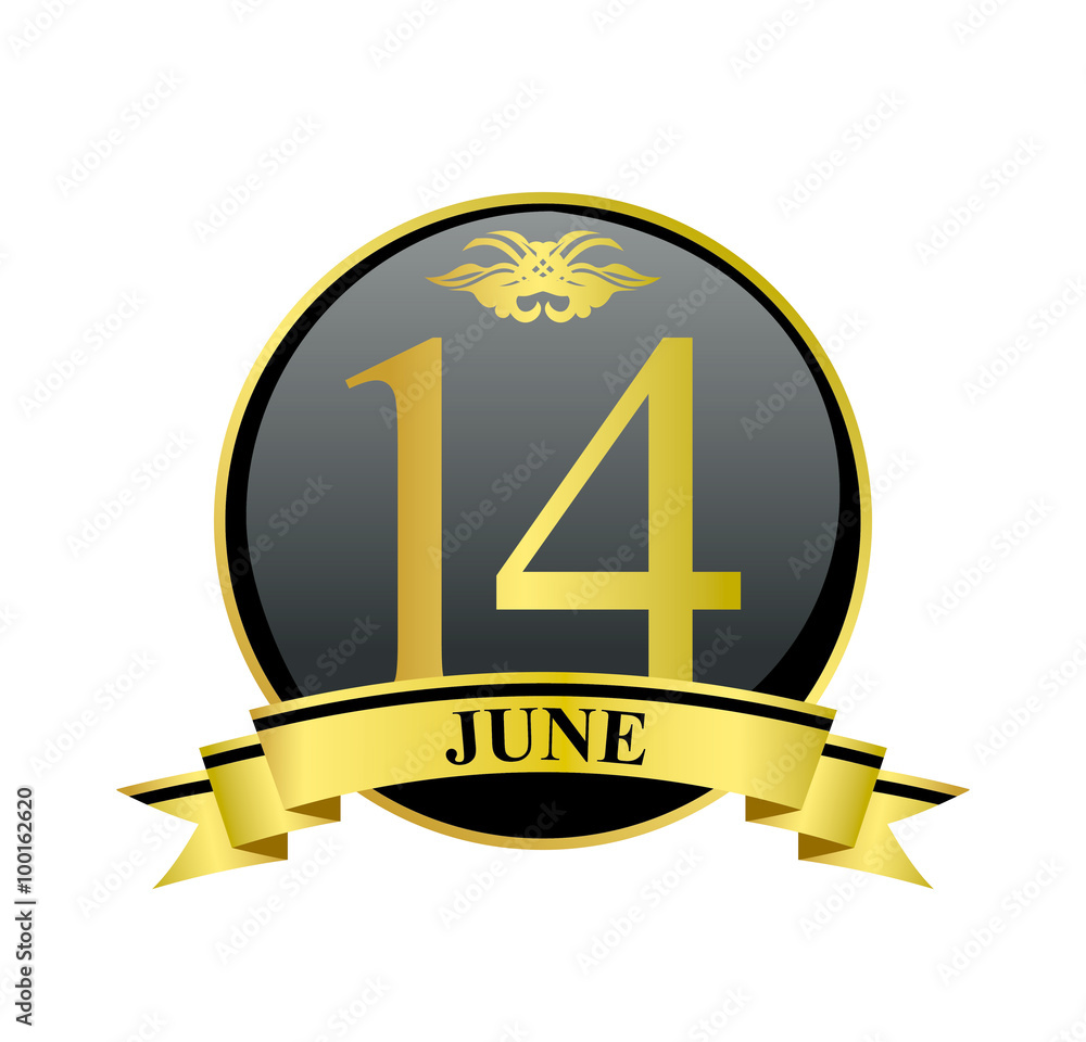 14 june golden calendar circle with ribbon 14 june golden calendar circle with ribbon