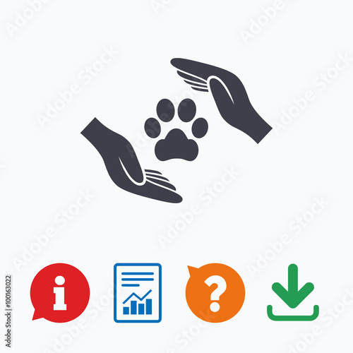 Protection of animals sign icon. Hands.