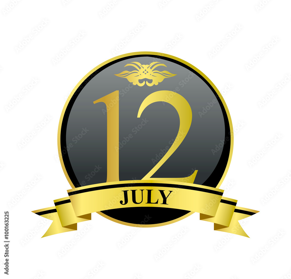 12 july golden calendar circle with ribbon 12 july golden calendar circle with ribbon