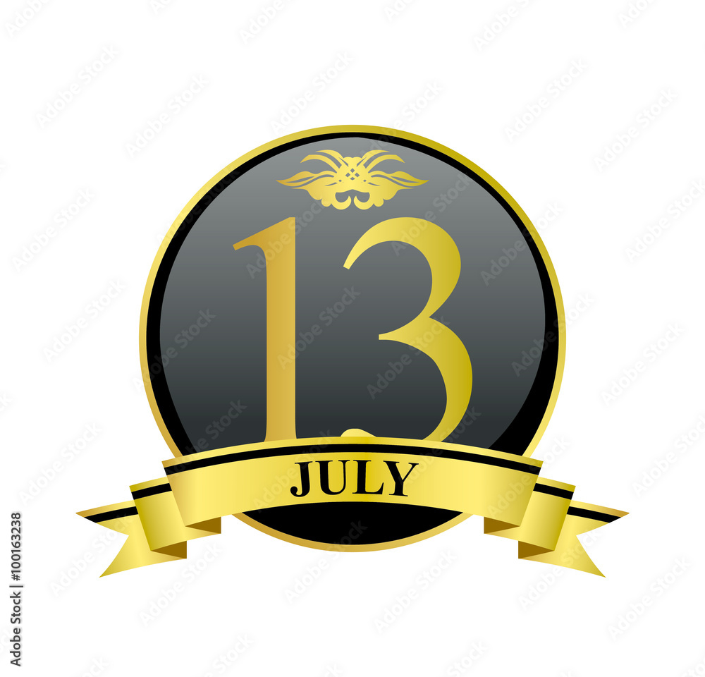 13 july golden calendar circle with ribbon 13 july golden calendar circle with ribbon