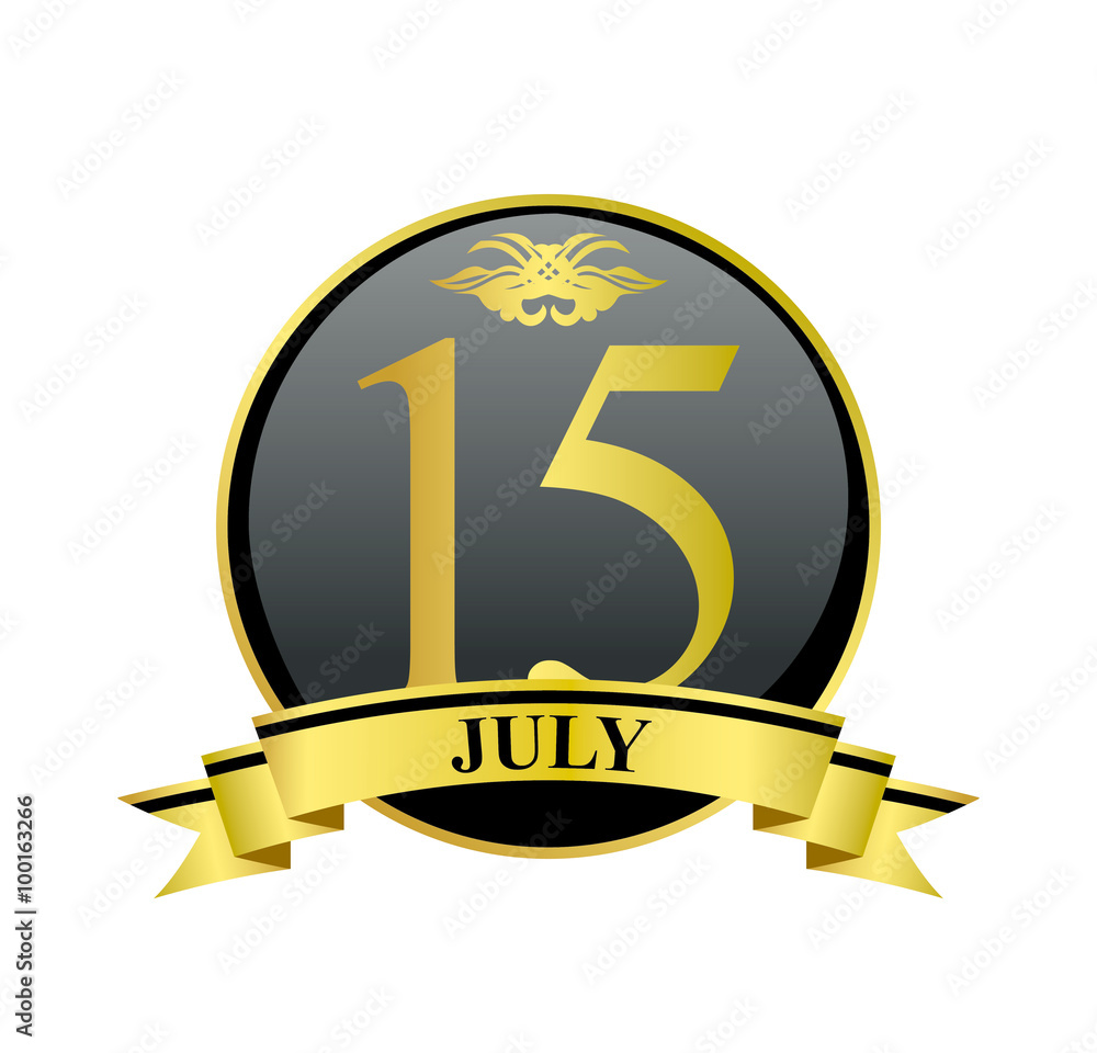 15 july golden calendar circle with ribbon 15 july golden calendar circle with ribbon