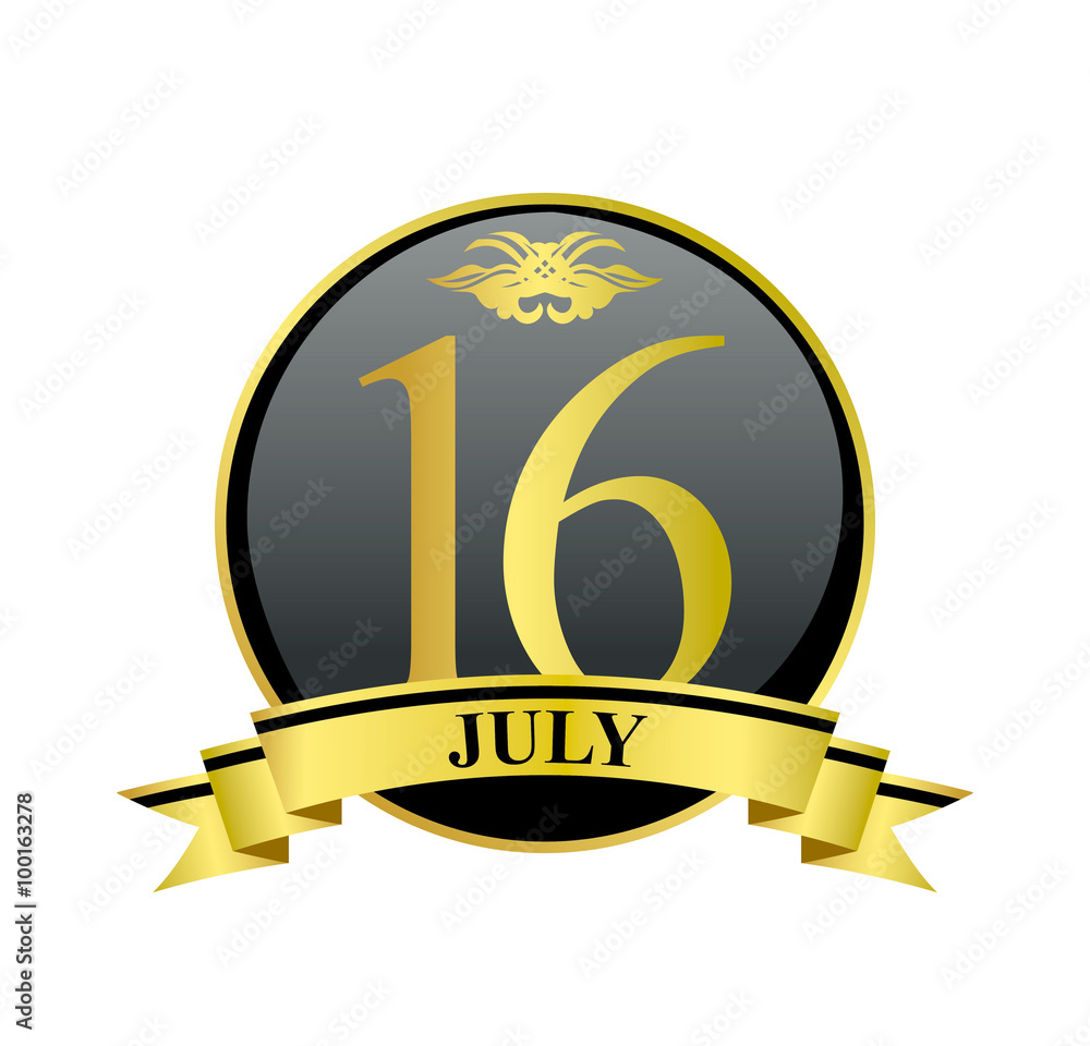 16 july golden calendar circle with ribbon 16 july golden calendar circle with ribbon