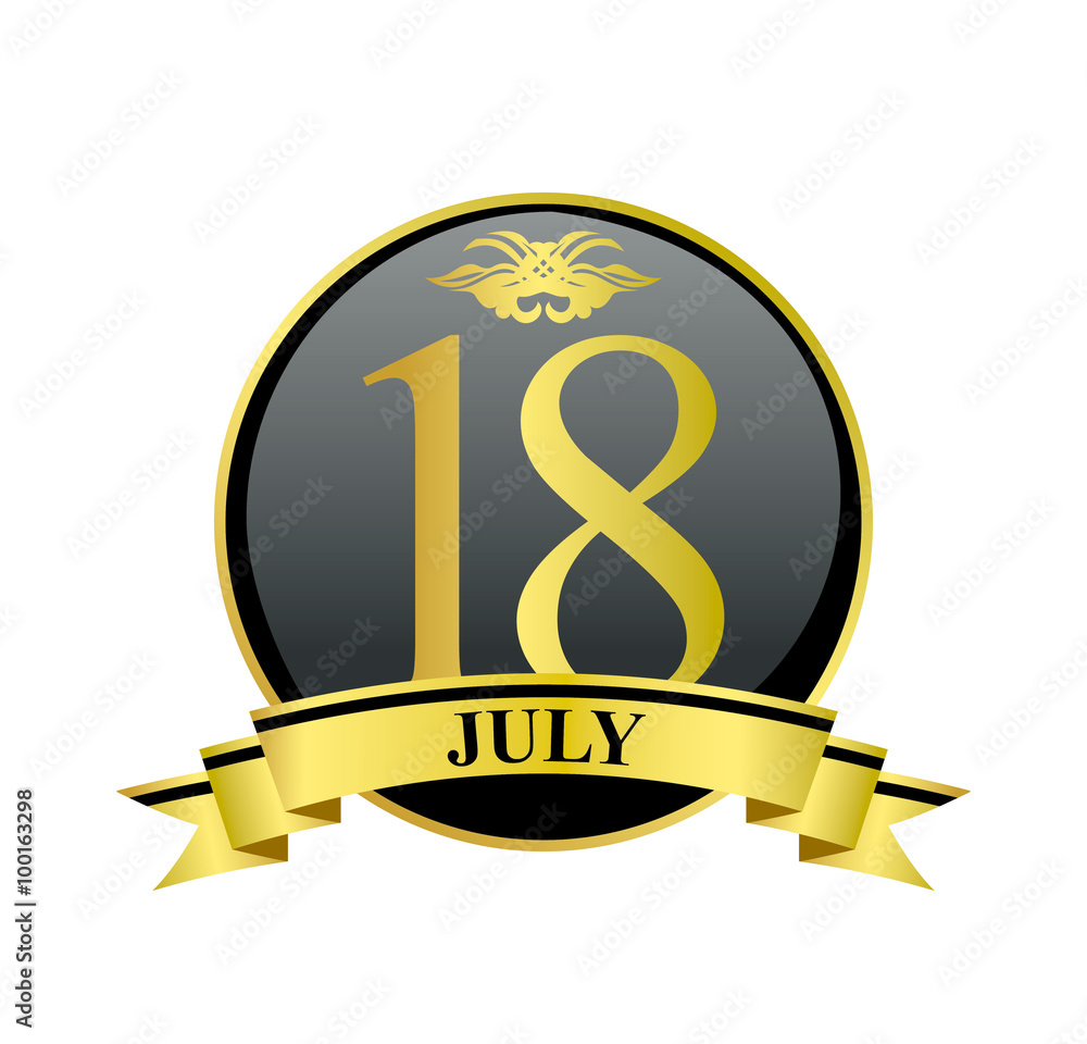 18 july golden calendar circle with ribbon 18 july golden calendar circle with ribbon
