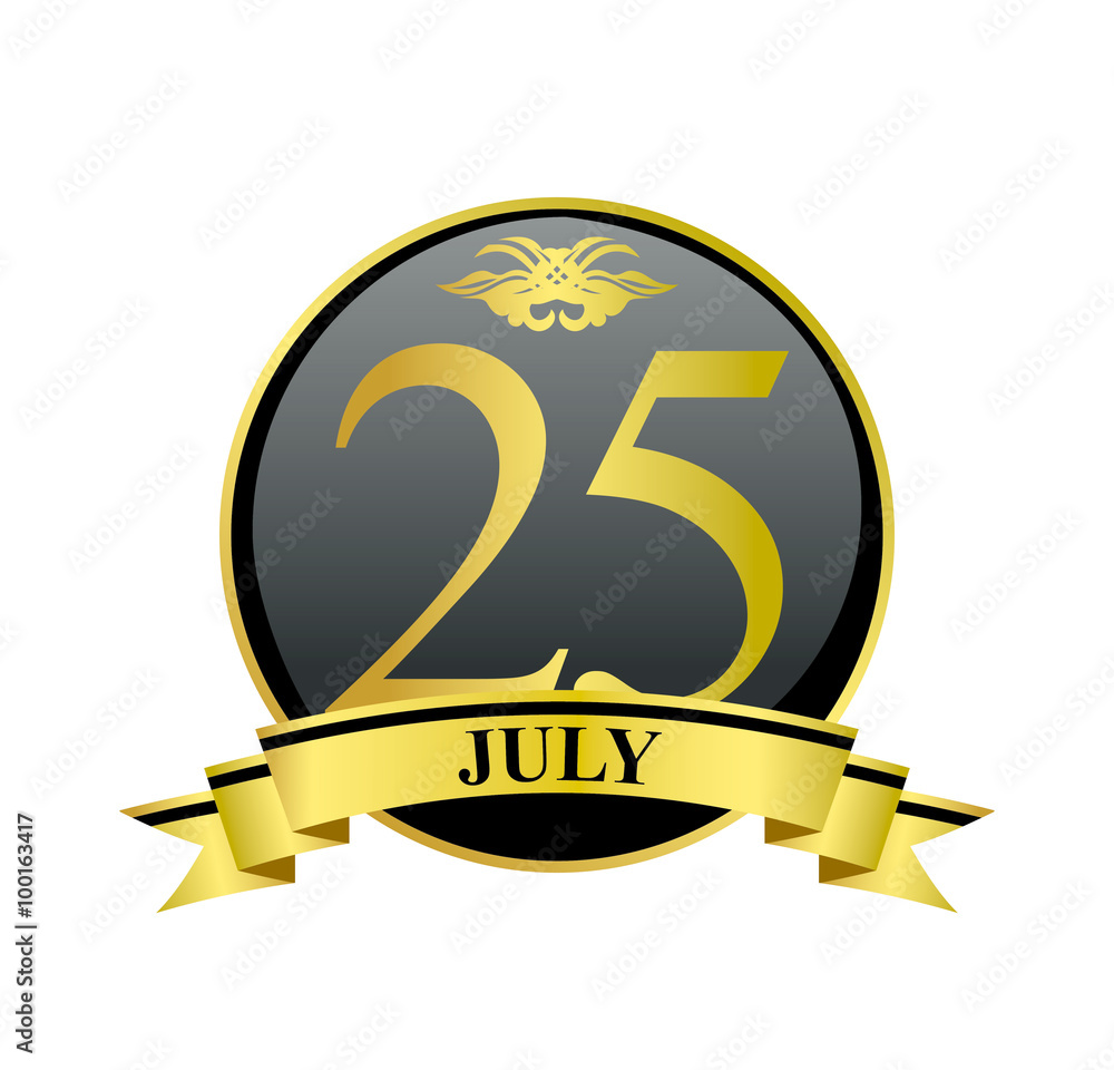 25 july golden calendar circle with ribbon 25 july golden calendar circle with ribbon