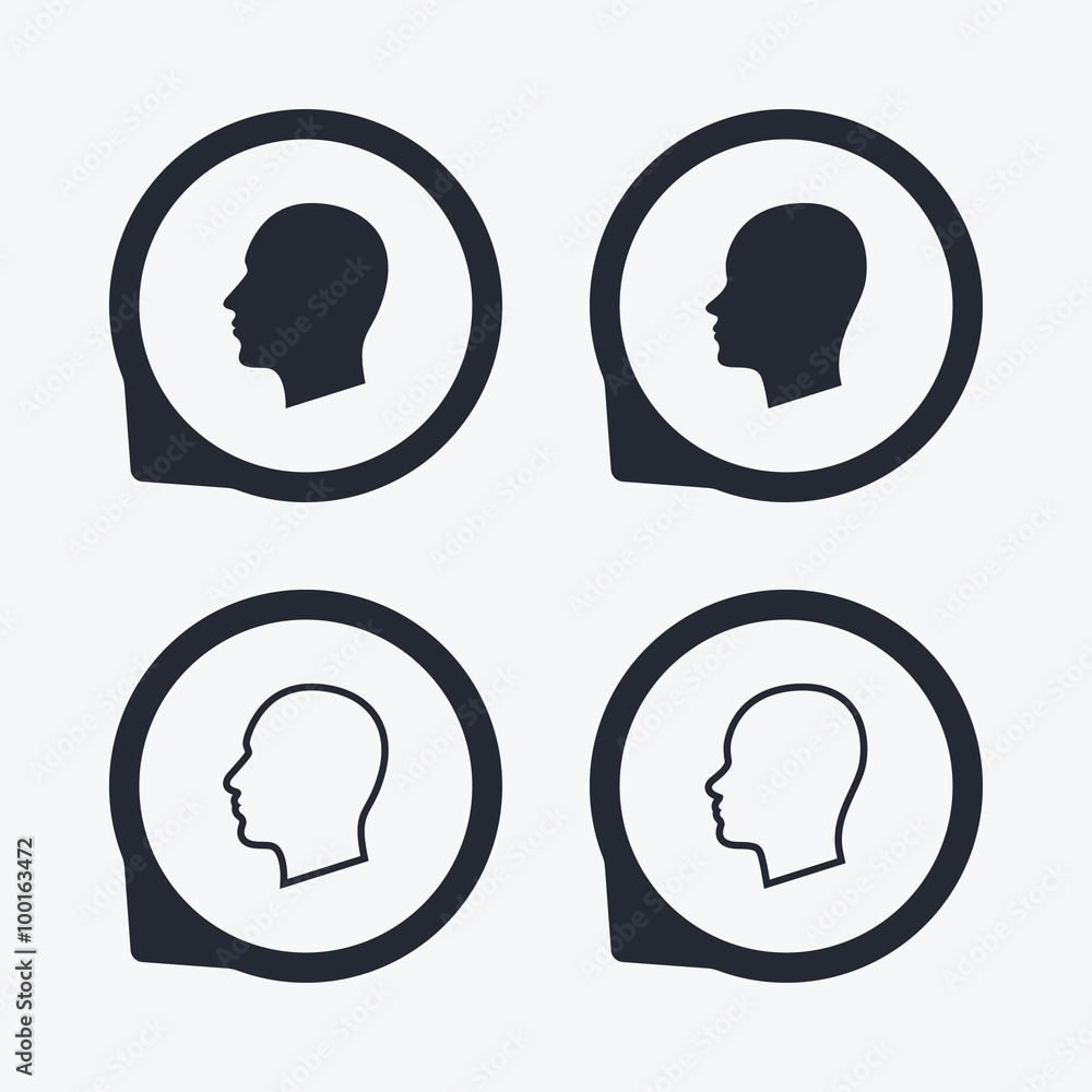 Head icons. Male and female human symbols. Head icons. Male and female human symbols.