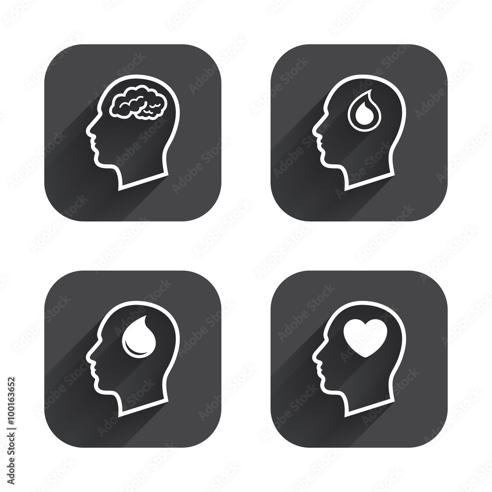 Fototapeta premium Head with brain icon. Male human symbols.