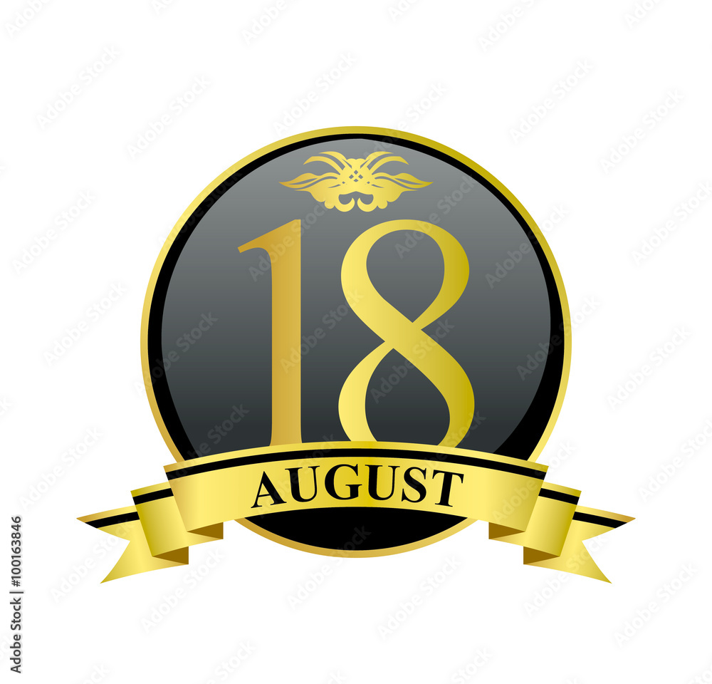 18 august golden calendar circle with ribbon 18 august golden calendar circle with ribbon