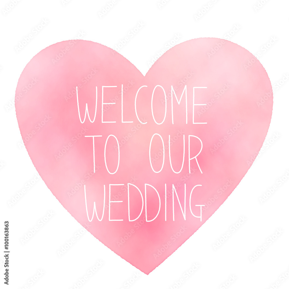 水彩画風ハート 手書き風welcome To Our Weddingロゴ Stock Illustration Adobe Stock