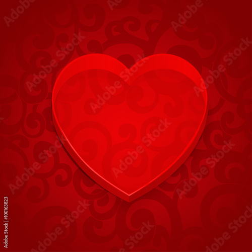 Valentine banner with volume application heart on abstract backg