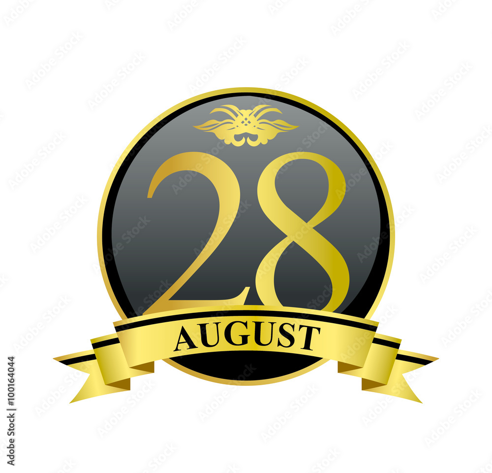 28 august golden calendar circle with ribbon 28 august golden calendar circle with ribbon