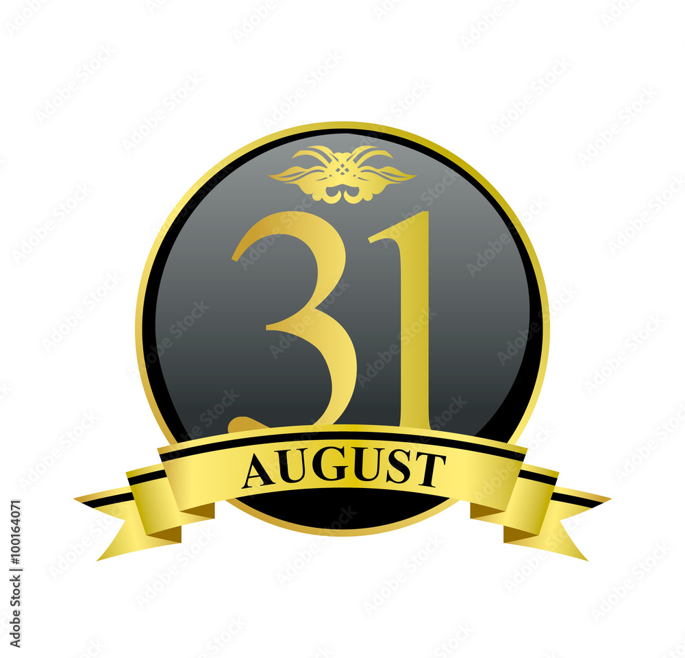 31 august golden calendar circle with ribbon 31 august golden calendar circle with ribbon