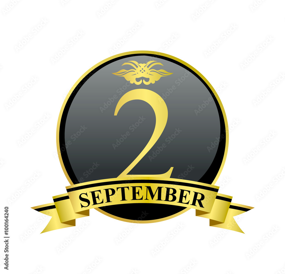 2 september golden calendar circle with ribbon 2 september golden calendar circle with ribbon