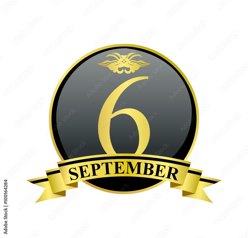 6 september golden calendar circle with ribbon 6 september golden calendar circle with ribbon