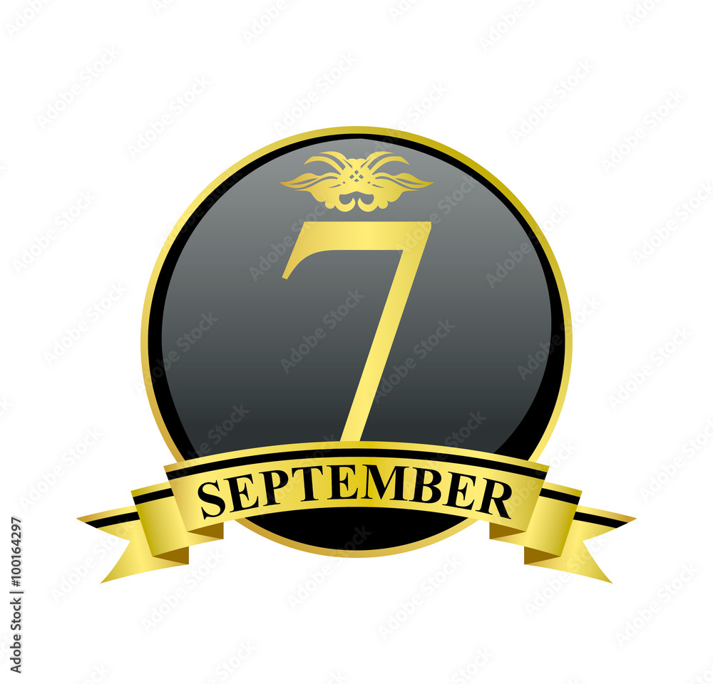 7 september golden calendar circle with ribbon 7 september golden calendar circle with ribbon
