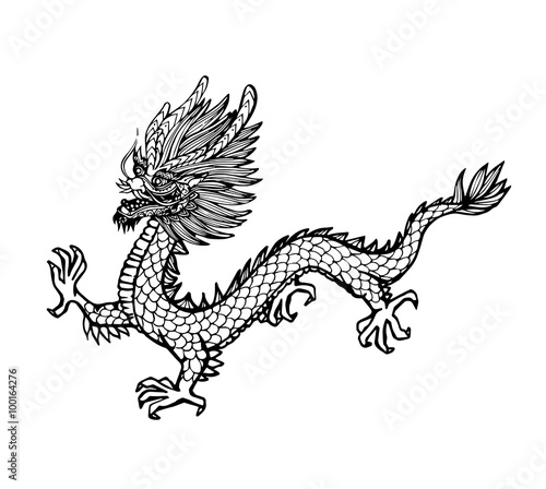 Vector of hand draw asian dragon