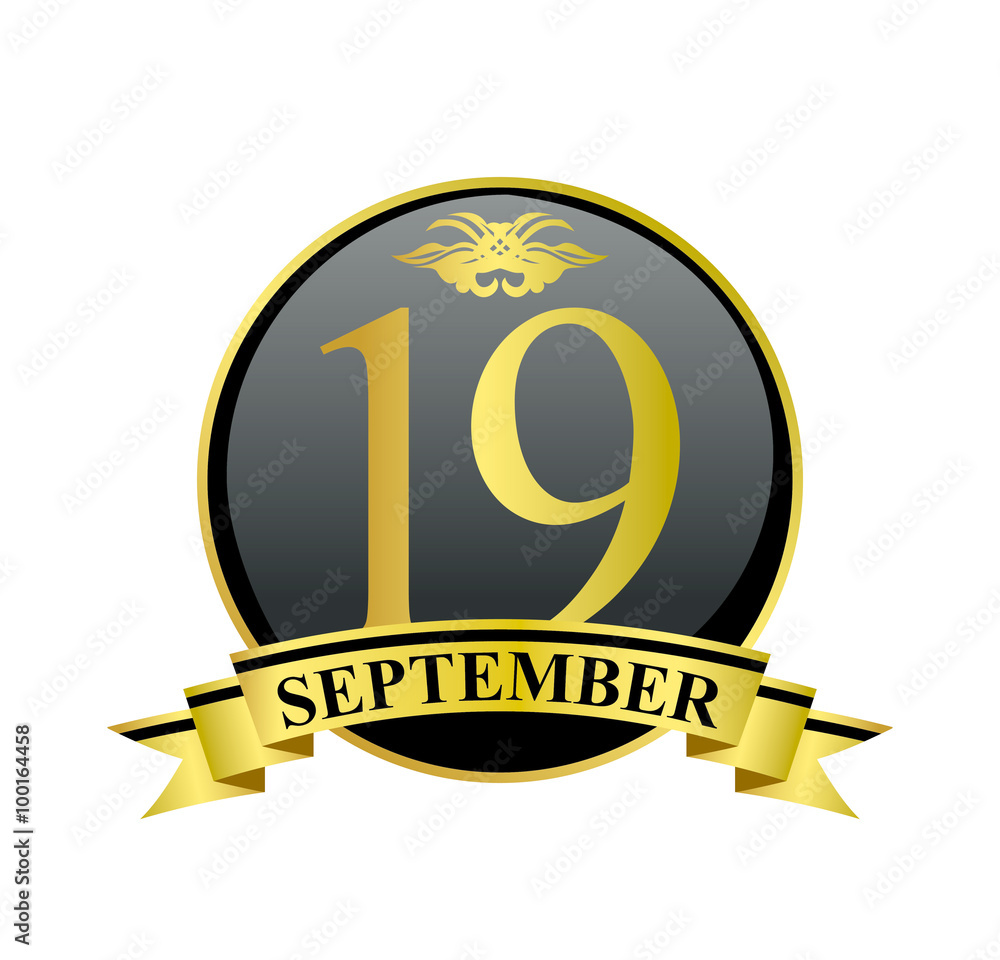 19 september golden calendar circle with ribbon 19 september golden calendar circle with ribbon