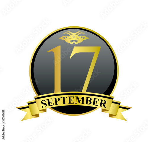 17 september golden calendar circle with ribbon