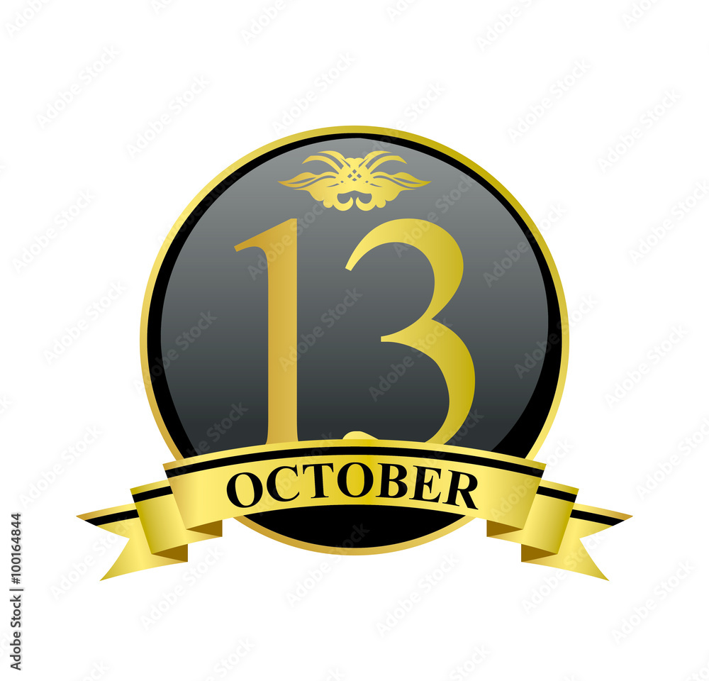 13 october golden calendar circle with ribbon 13 october golden calendar circle with ribbon