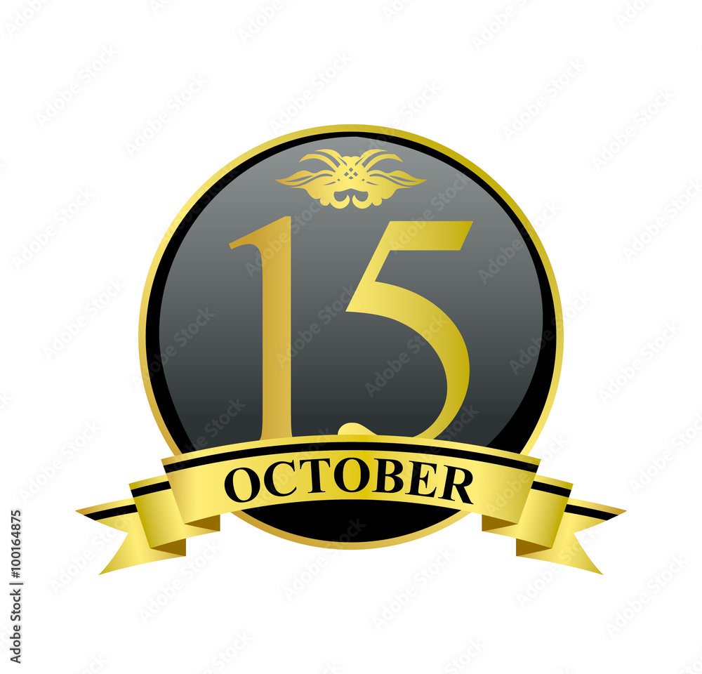 15 october golden calendar circle with ribbon 15 october golden calendar circle with ribbon