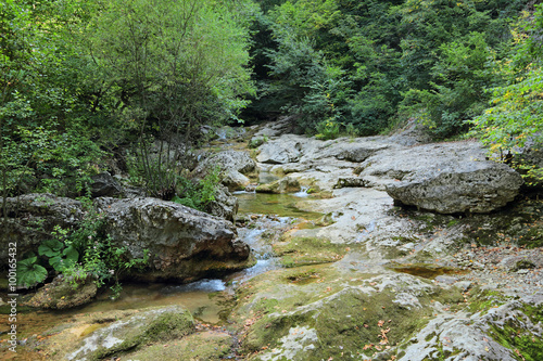 Fotografie Mountain river Kokoska in the Grand canyon of Crimea, state landscape reserve