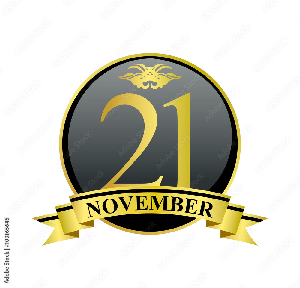 21 november golden calendar circle with ribbon 21 november golden calendar circle with ribbon