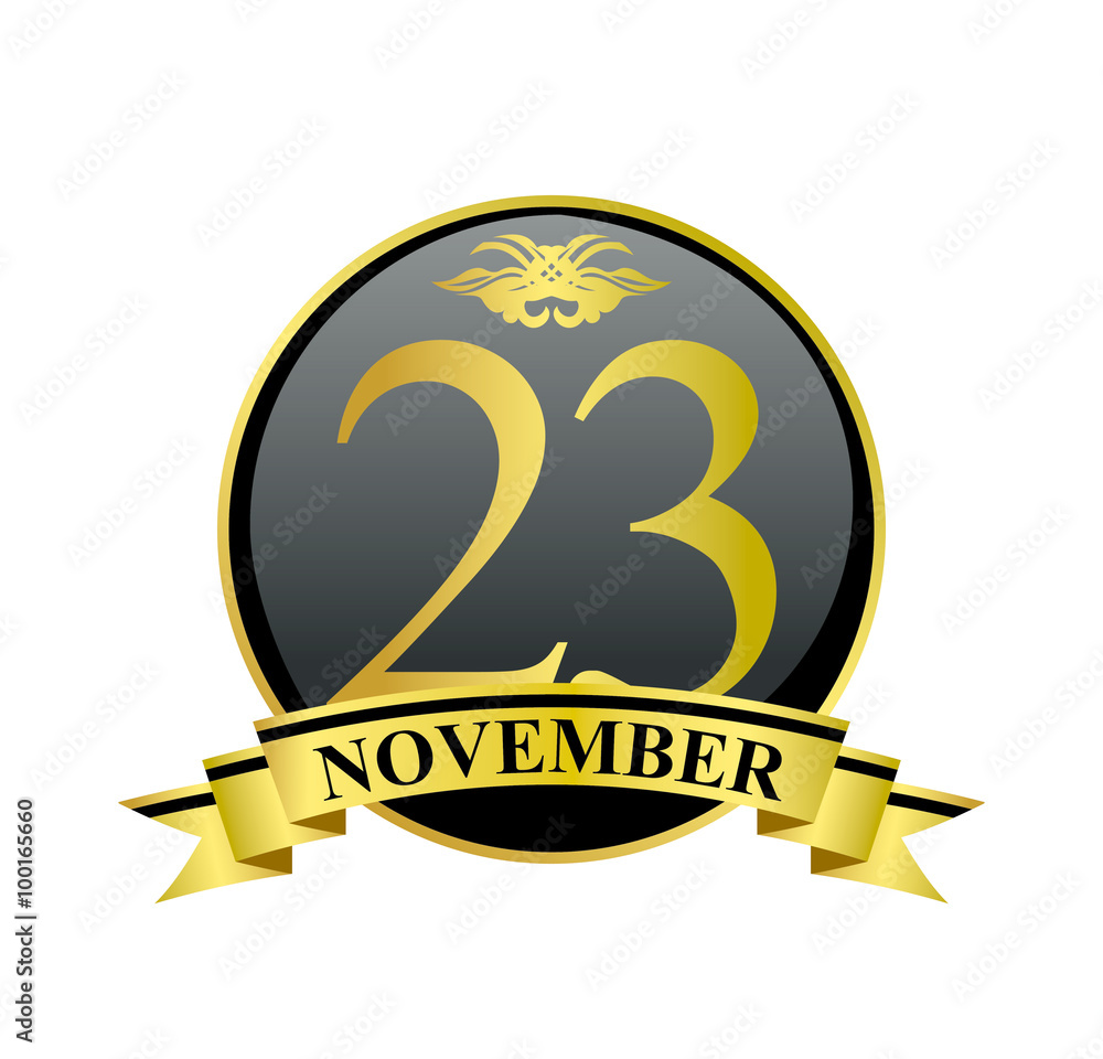 23 november golden calendar circle with ribbon 23 november golden calendar circle with ribbon